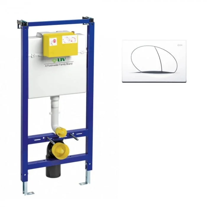 Set rezervor WC incastrat Liv Jog si clapeta alb mat Selenite Duo