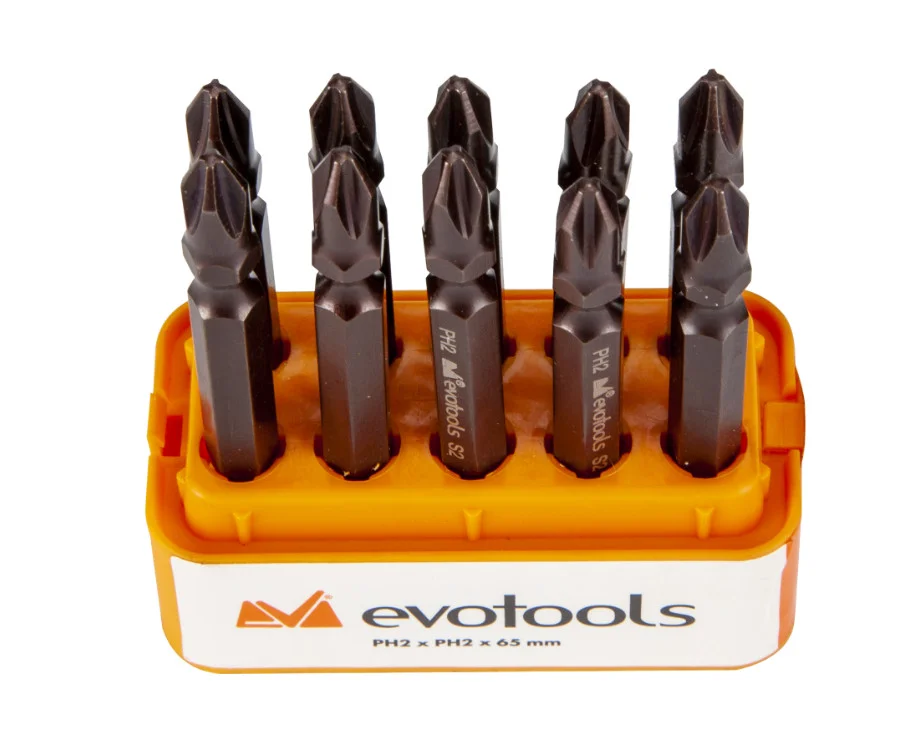 Set Varf Surubelnita cu Cap Dublu 10Buc PH2 65 mm Evotools 681422