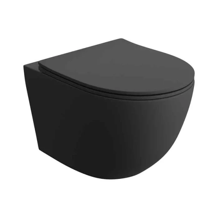 Set vas wc suspendat, tornado, negru mat, cu capac soft close si quick release, Spectrum Sierra