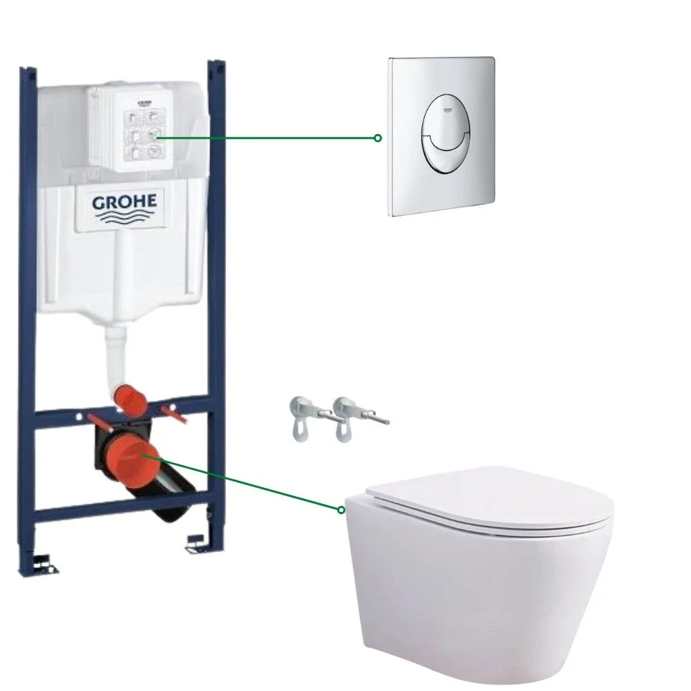 Set vas wc vortex cu capac soft close Oslo, rezervor incastrat si clapeta crom Skate Air Grohe