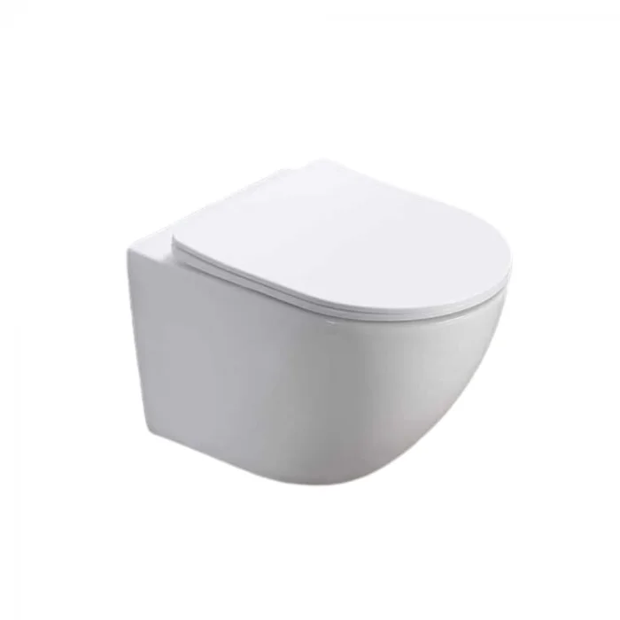 Set vas wc vortex suspendat, Rotund, Foglia Oslo si capac softclose alb