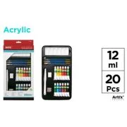 Setul artistului Main Paper, 12 tempera, 3 pensule, 1 spatula, 1 creion, 1 ascutitoare, 1 radiera