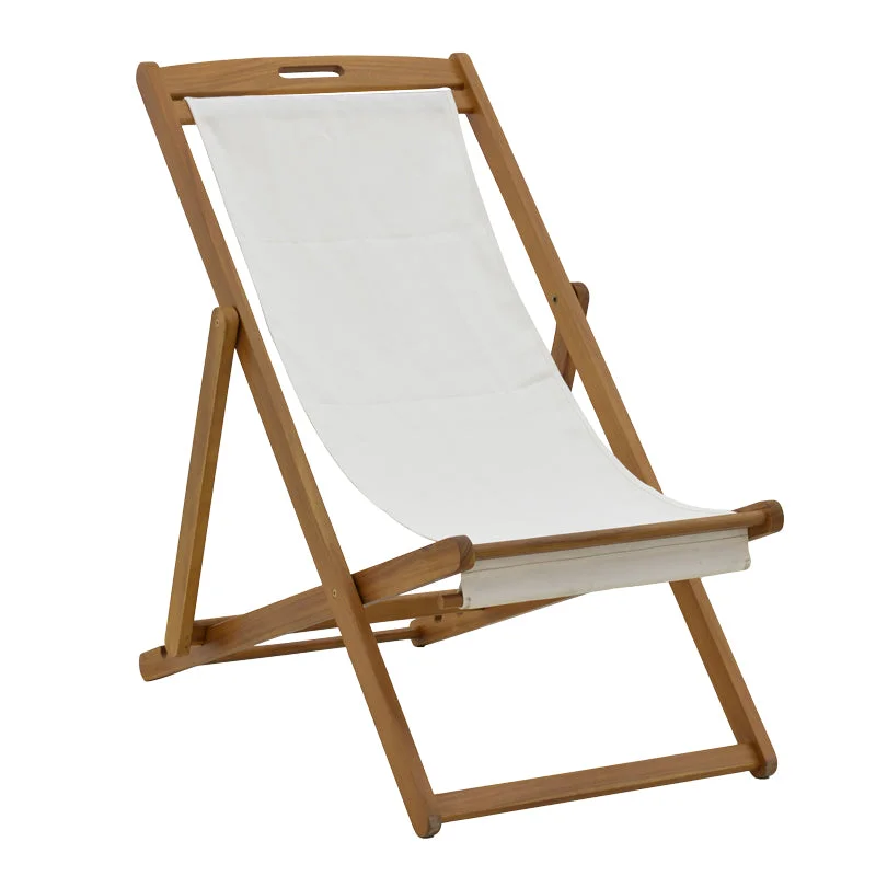 Sezlong Franclow  lemn de salcâm pvc Panza Natural alb