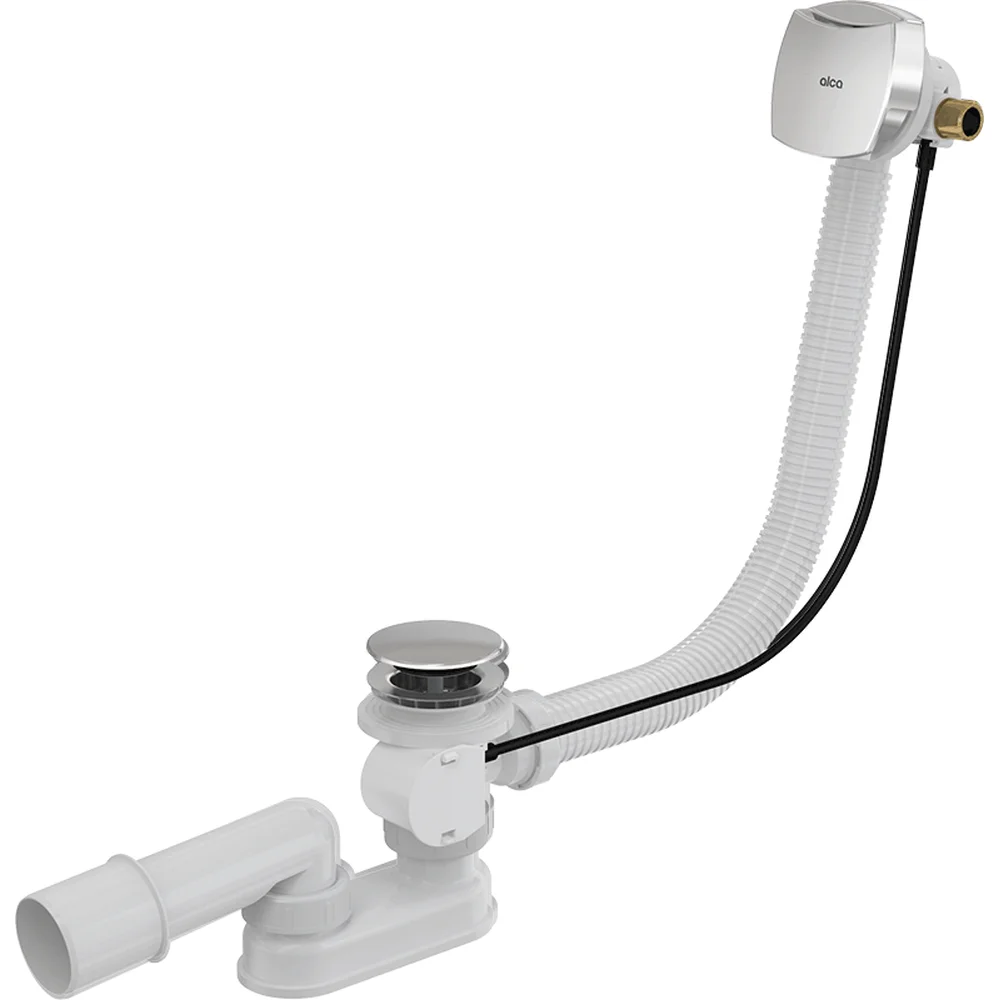 Sifon cada baie cu ventil si capac de control plastic, alimentare prin preaplin Alcadrain A565CRM1