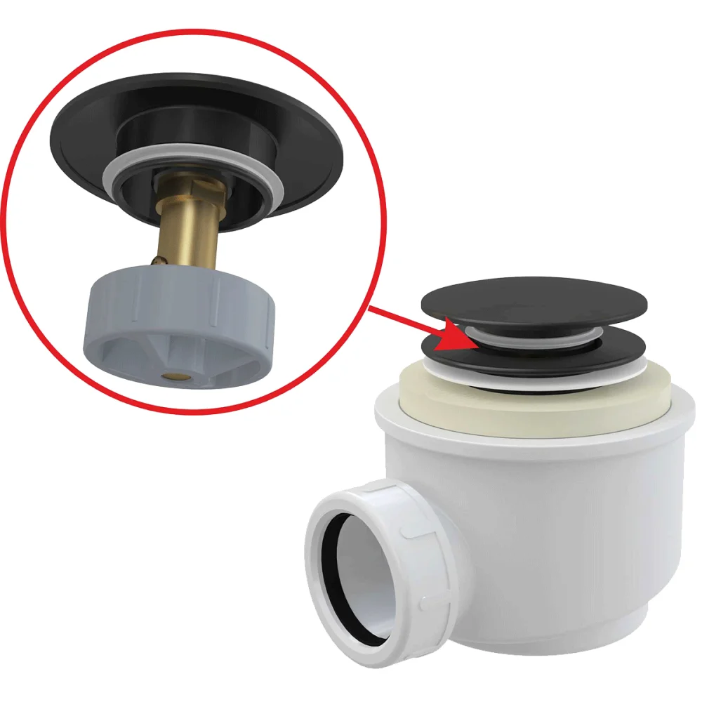 Sifon cadita click-clack negru mat O70 mm Alcadrain A465BLACK-50