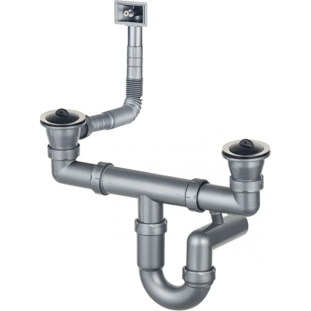 Sifon chiuveta inox doua cuve Deante, cu preaplin