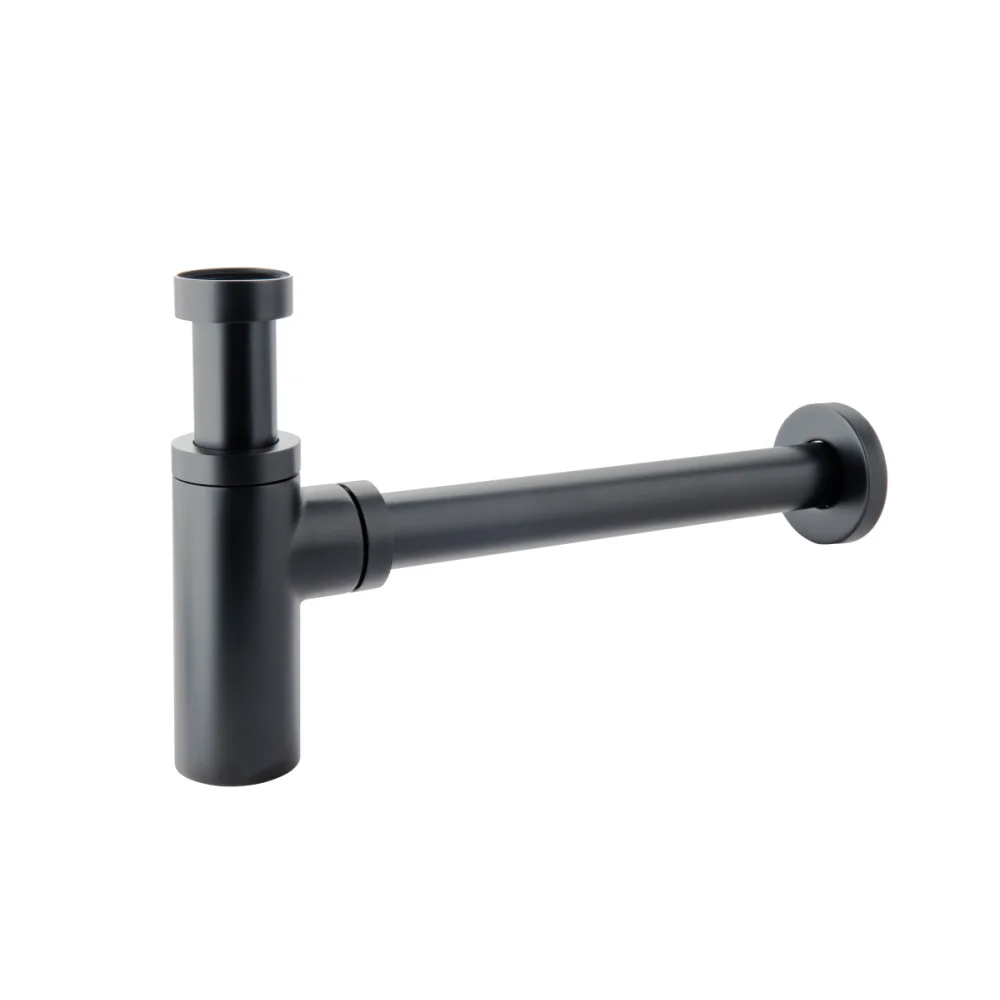 Sifon lavoar rotund FDesign Kleome, negru mat