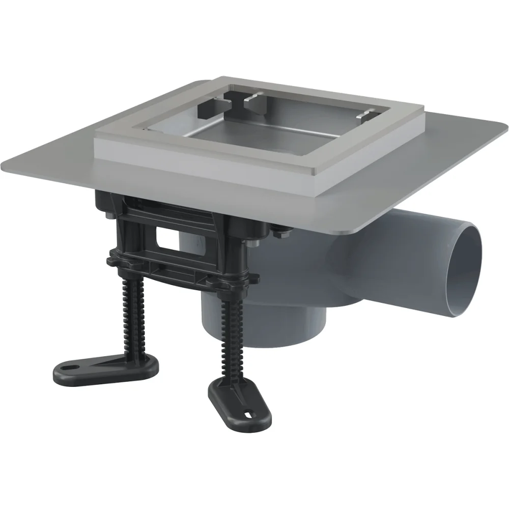 Sifon pardoseala din otel inoxidabil, fara gratar, 130x130 mm iesire laterala APV130