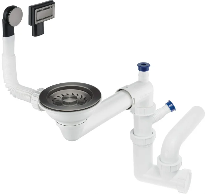 Sifon pentru chiuveta din granit cu 1 cuva, titan, Deante Space-Saver