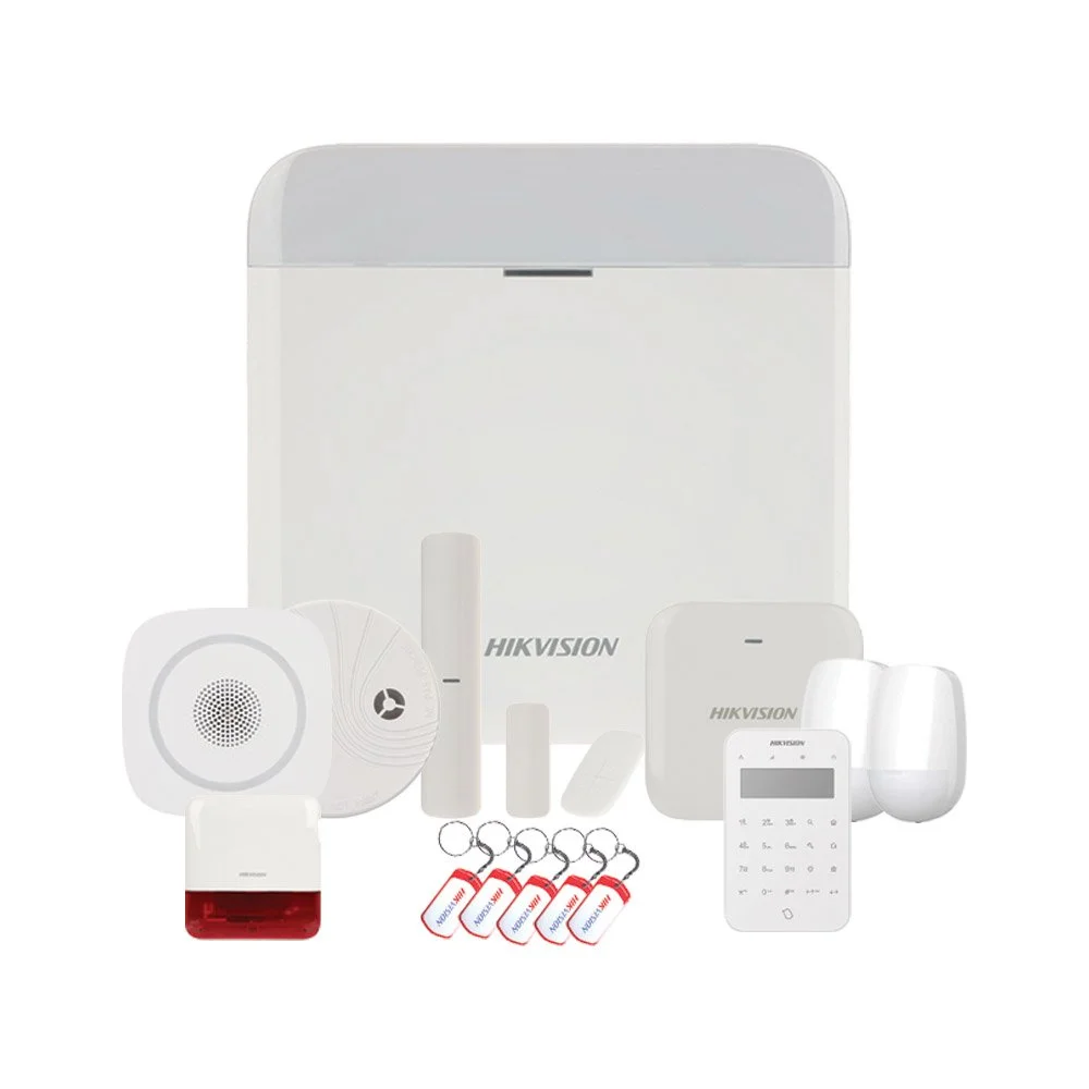 Sistem alarma antiefractie Hikvision Full Security, LAN, WiFi, GPRS, 16 partitii, 64 zone/iesiri, 32 utilizatori, 868 MHz