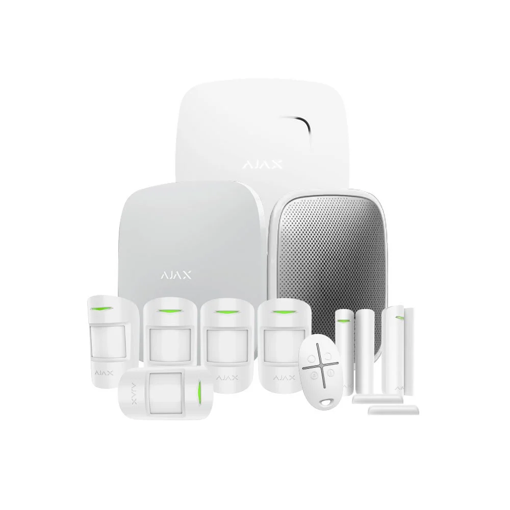 Sistem de alarma wireless Ajax Smart StarterKit 4G, Ethernet + 2x slot SIM, 868 MHz, 2000 m, tamper, back-up, alb
