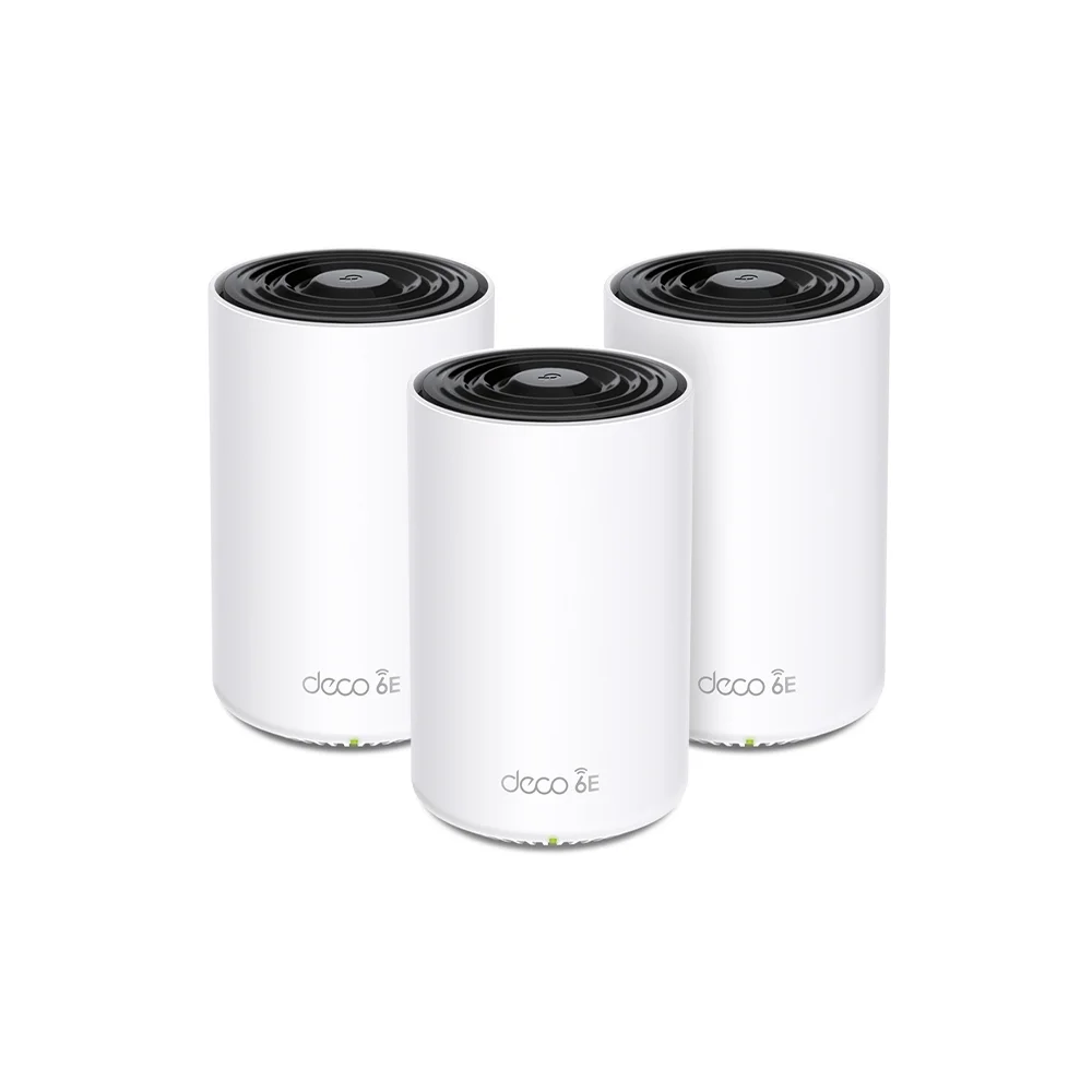 Sistem Mesh Gigabit Dual Band TP-Link DECO XE75(3-PACK), 3 porturi, 2.4/5.0 GHz/6GHz, 5400 Mbps, 670 m, WiFi 6E