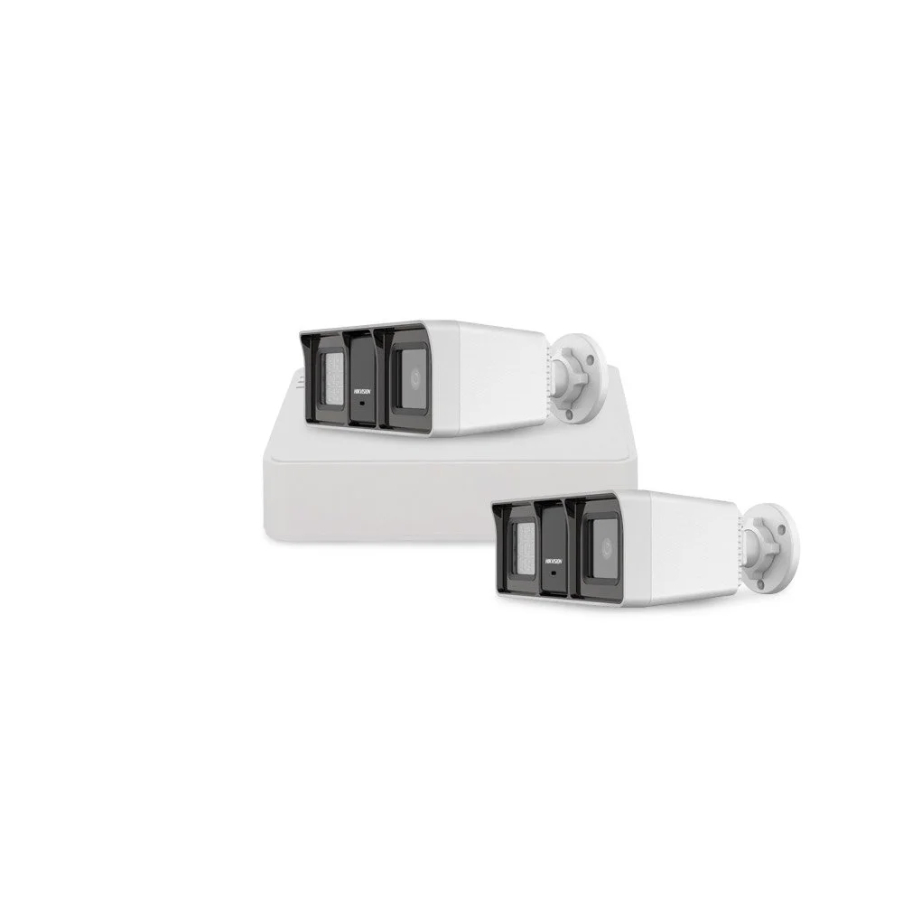 Sistem supraveghere exterior basic HikVision, 2 camere, 2 MP, IR/lumina alba 60 m, 2.8 mm, microfon