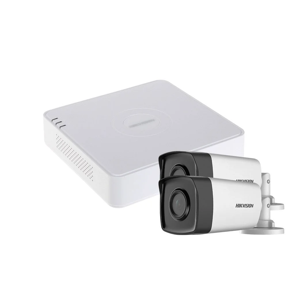 Sistem supraveghere exterior basic HikVision, 2 camere, 5 MP, IR 80 m, 3.6 mm