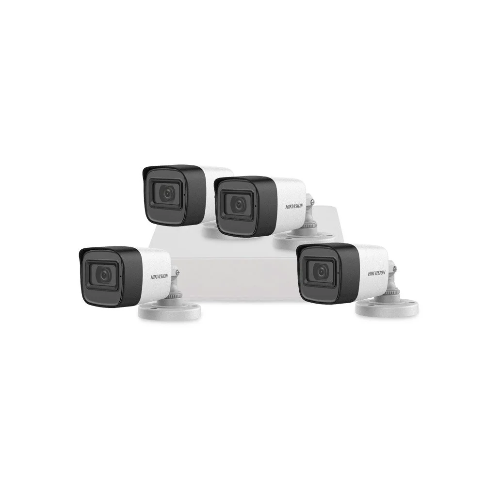 Sistem supraveghere exterior basic HikVision, 4 camere, 2 MP, IR 30 m, 2.8 mm, microfon