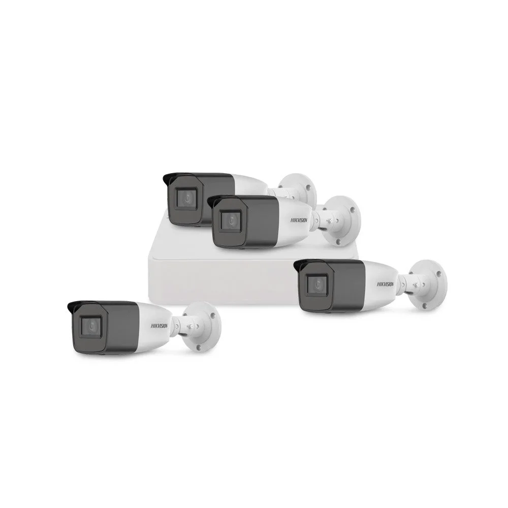 Sistem supraveghere exterior basic HikVision, 4 camere, 2 MP, IR 40 m, 2.7 - 13.5 mm, zoom manual