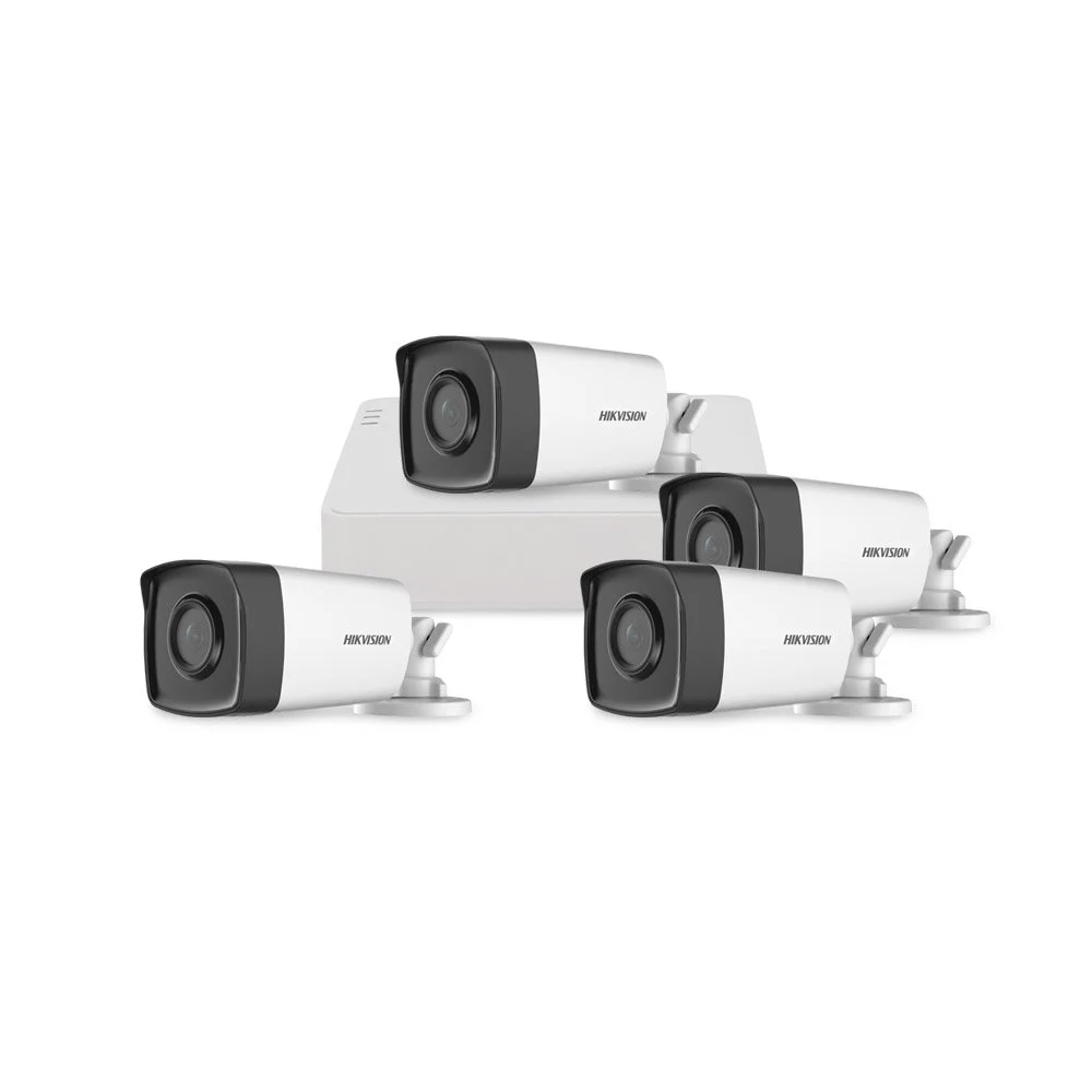 Sistem supraveghere exterior basic HikVision, 4 camere, 2 MP, IR 80 m, 3.6 mm
