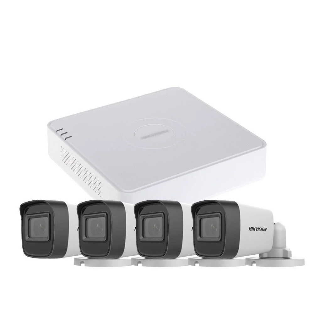 Sistem supraveghere exterior basic HikVision, 4 camere, 5 MP, IR 20 m, 2.8 mm