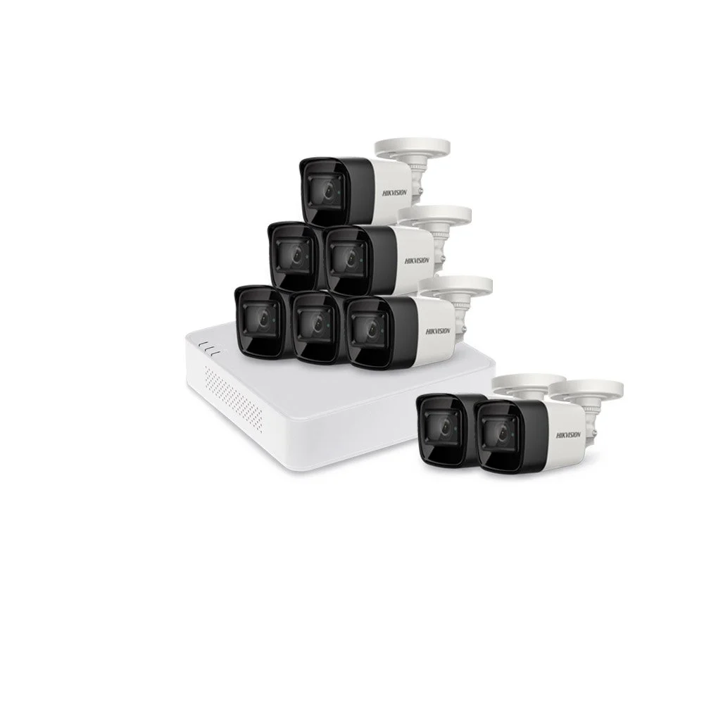 Sistem supraveghere exterior basic HikVision, 8 camere, 8 MP, IR 30 m, 2.8 mm