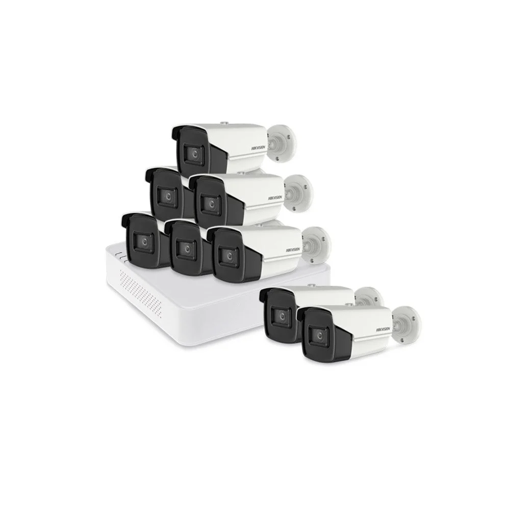Sistem supraveghere exterior basic HikVision, 8 camere, 8 MP, IR 60 m, 2.8 mm