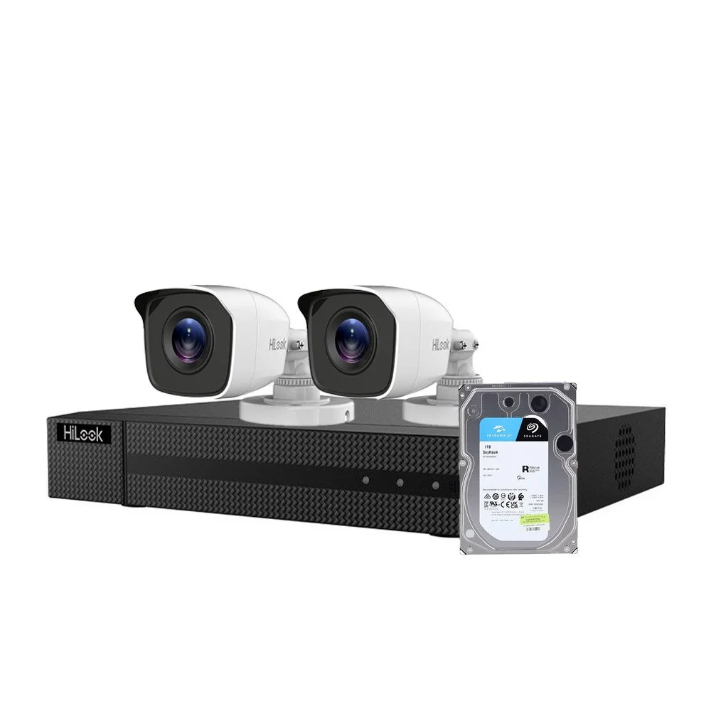Sistem supraveghere exterior Hikvision HiLook KIT-HL-M-2C-C-0003, 5 MP, 2.8 mm, IR 20 m, HDD 1TB