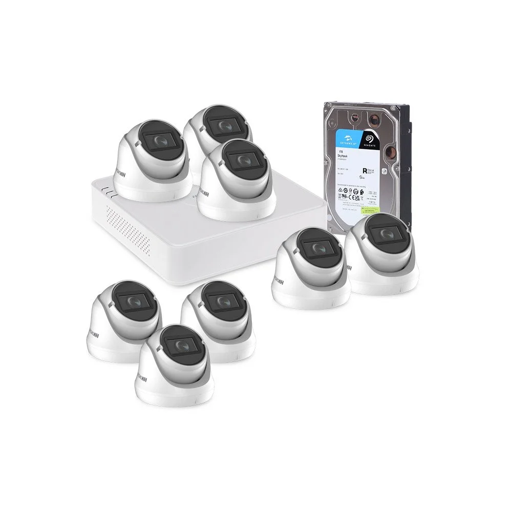 Sistem supraveghere interior HikVision KIT-HK-8EXT2MP40IR-1HDD-V2, 8 camere, 2 MP, 2.7-13.5 mm, IR 40 m + HDD gratis