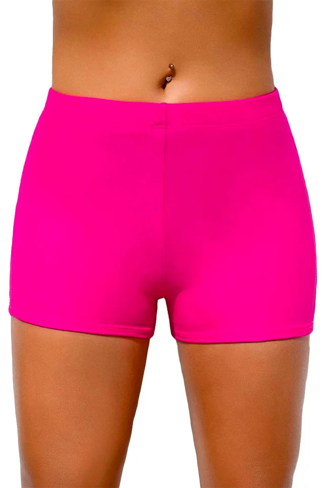 Slip de baie dama Ozi, de tip boxeri cu talie inalta, Roz