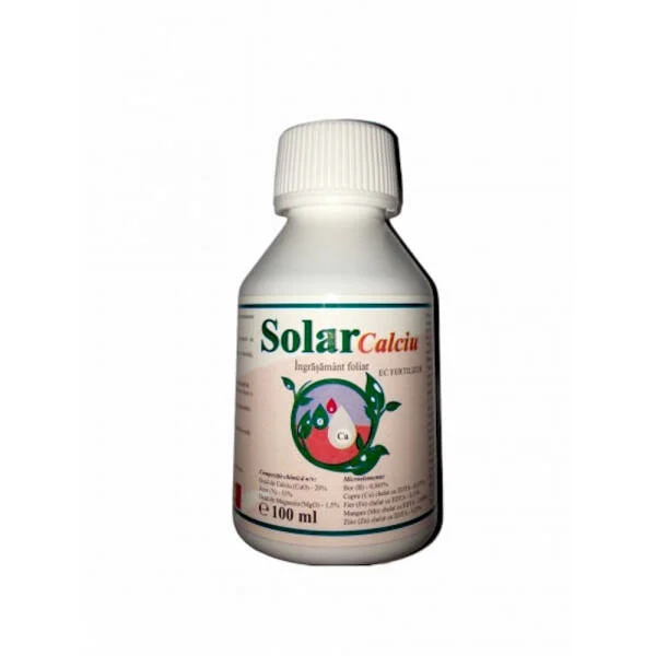 Solar Calciu 100 ml, ingrasamant foliar pe baza de Calciu, Azot si Magneziu, Solarex, imbunatateste fermitatea, marimea si rezistenta la depozitare a fructelor si legumelor
