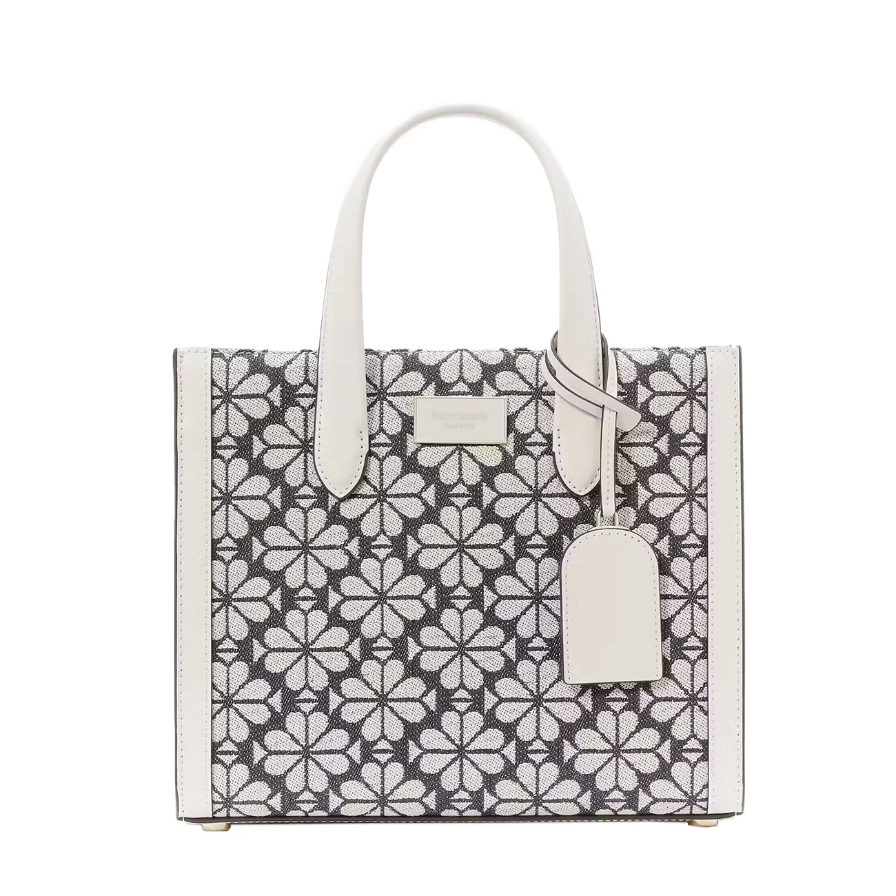 Spade flower jacquard manhattan small tote charcoal grey multi