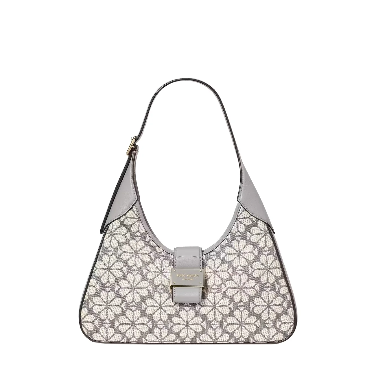 Spade flower jacquard nouveau shoulder bag grey multi