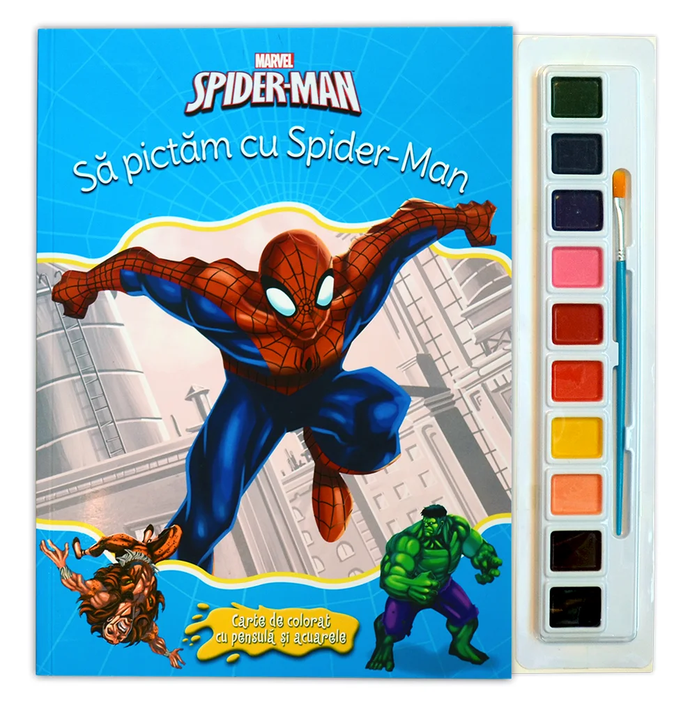 Spider-man. Să pictăm cu Spider-Man. Carte de colorat cu pensulă și acuarele