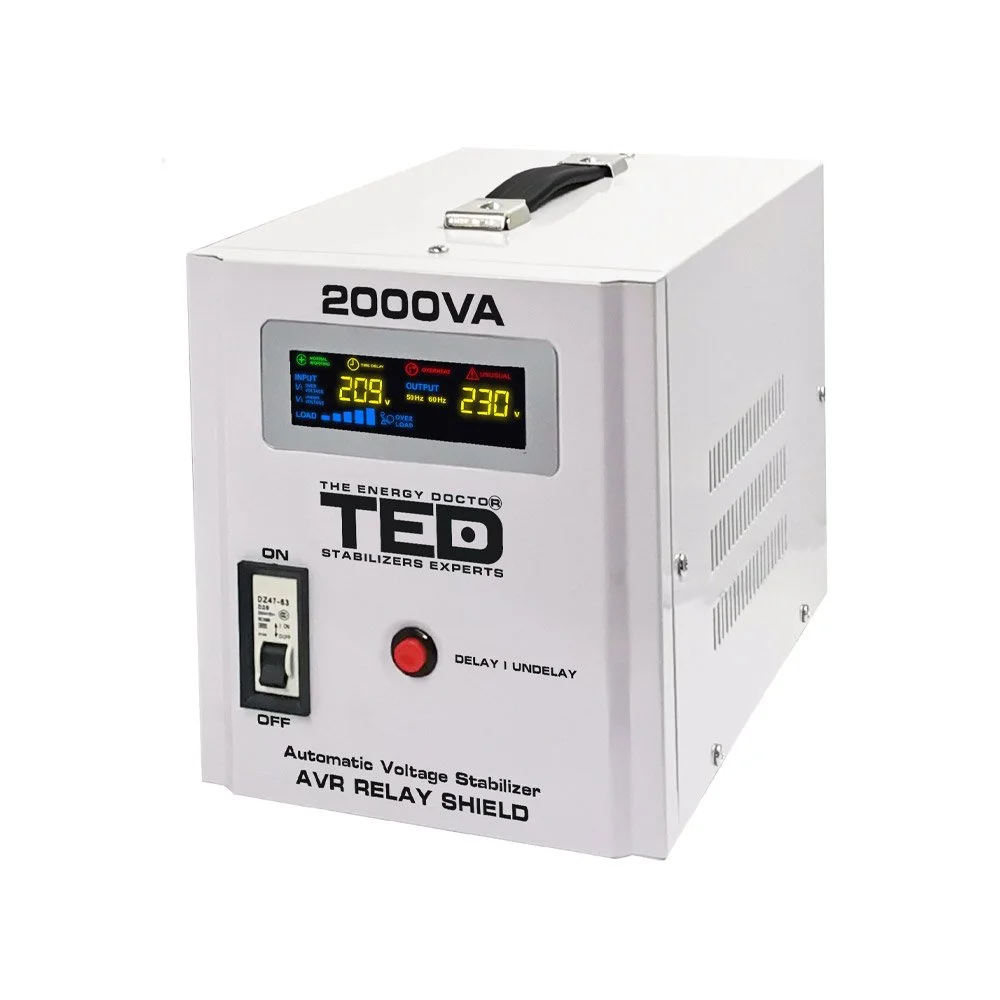 Stabilizator de tensiune cu 2 prize TED RT TED000125, 2000 VA, 1200 W