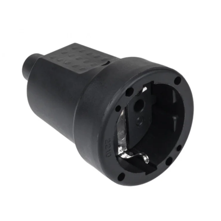 Stecher Schuko cauciucat 16A/250V Negru, URZ3176