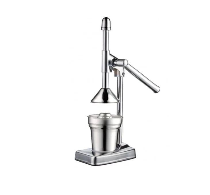 Storcator manual pentru fructe tip presa din inox cu recipient si strecuratoare inclusa argintiu