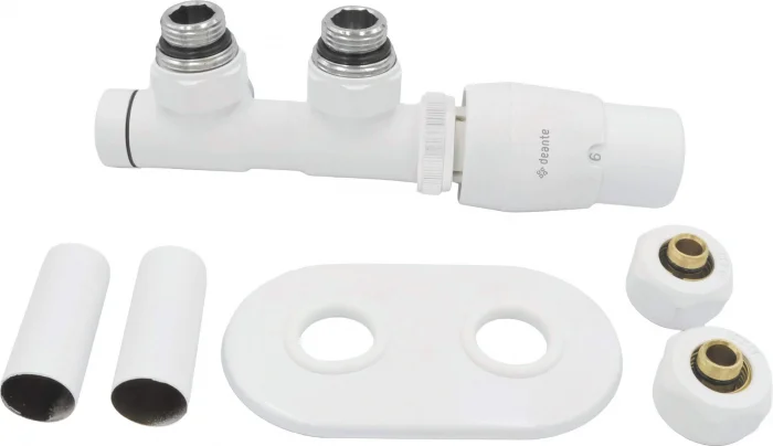 Supapa termostatica, alb mat, pentru calorifer baie, dreapta, Deante