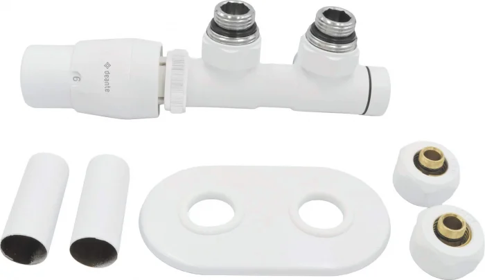 Supapa termostatica, alb mat, pentru calorifer baie, stanga, Deante