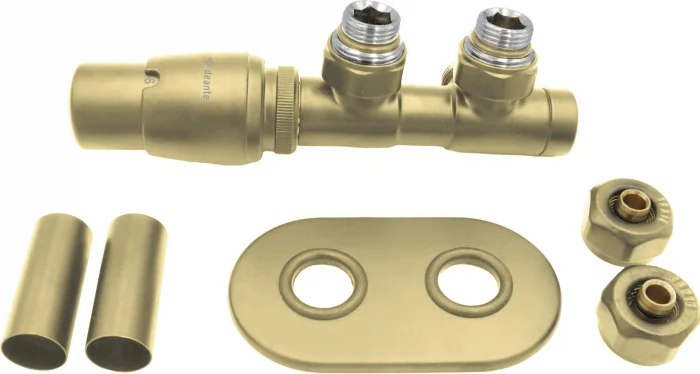 Supapa termostatica, auriu mat, pentru calorifer baie, stanga, Deante