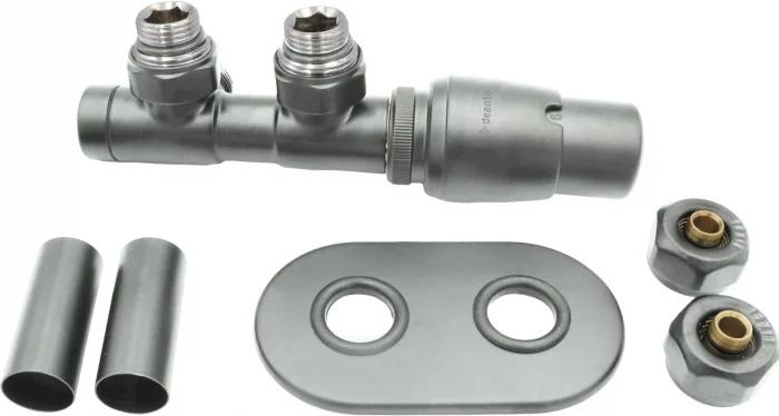 Supapa termostatica, inox mat, pentru calorifer baie, dreapta, Deante