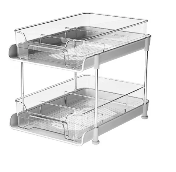 Suport cu 2 rafturi retractabile 2 nivele si 6 compartimente de depozitare