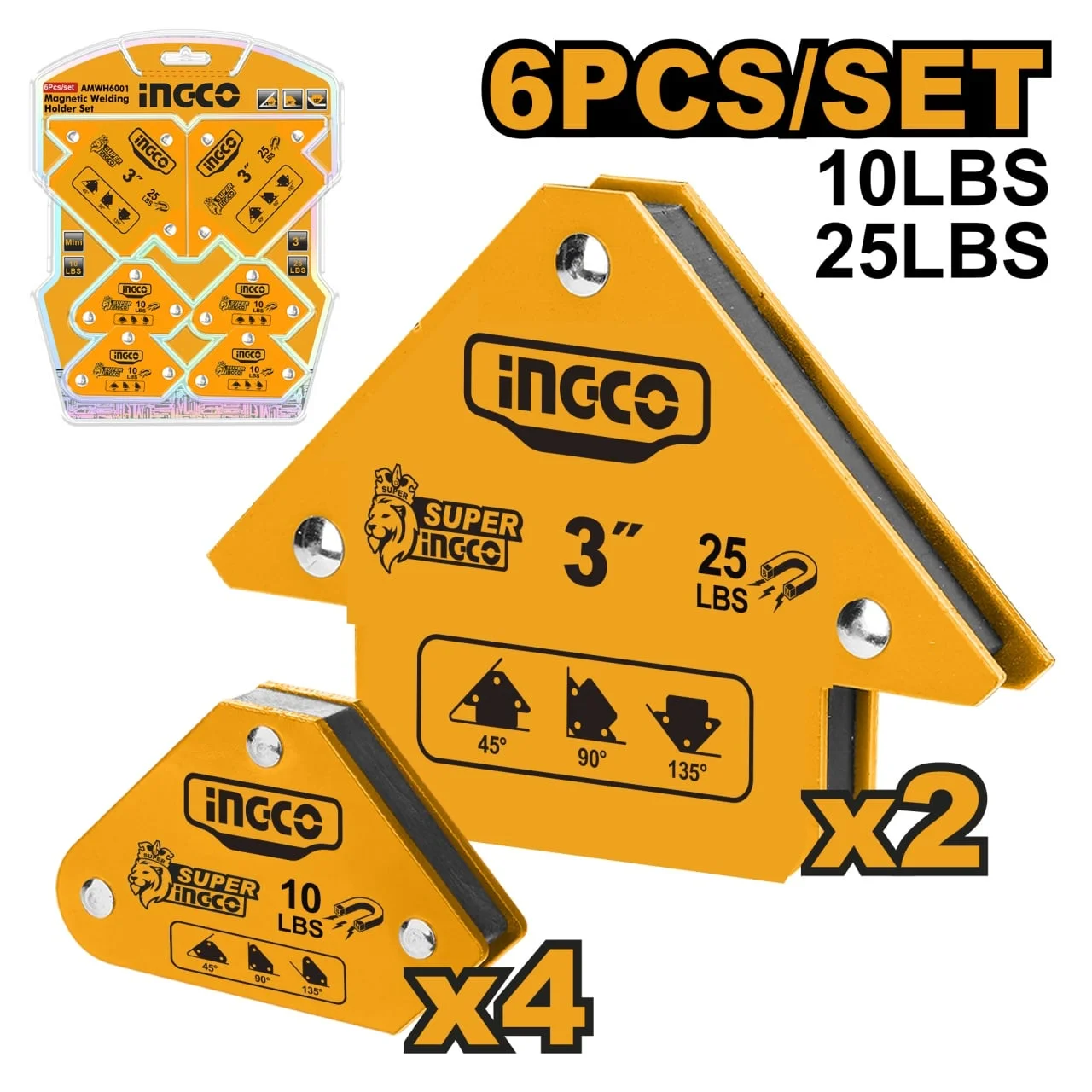 Suport Magnetic Sudura Set 6pcs INGCO AMWH6001
