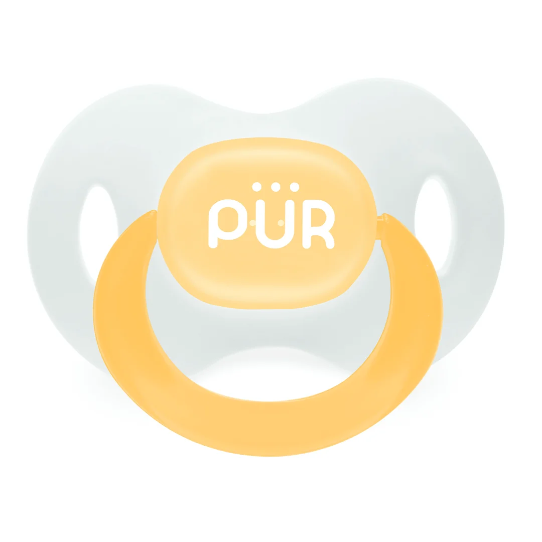 Suzeta ortodontica din silicon, 0-3 luni, galben, PUR