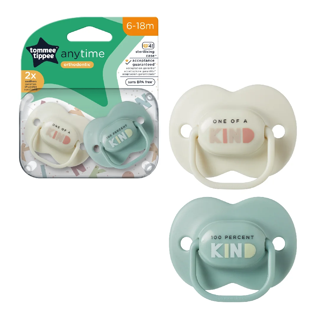 Suzete ortodontice Anytime, 6-18 luni, Verde/alb, 2 bucati, Tommee Tippee