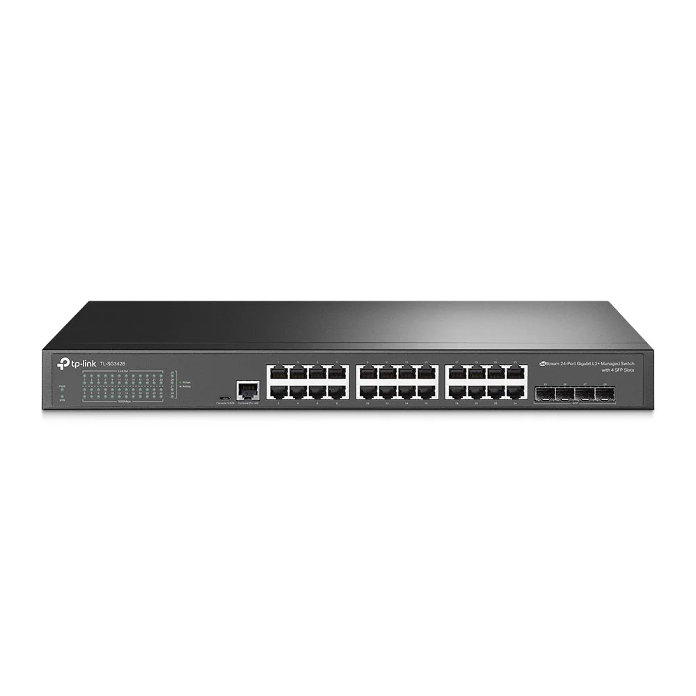 Switch cu 24 porturi Gigabit TP-Link Omada TL-SG3428X, 4 porturi SFP+, 128 Gbps, 95.23 Mpps, 16.000 MAC, cu management