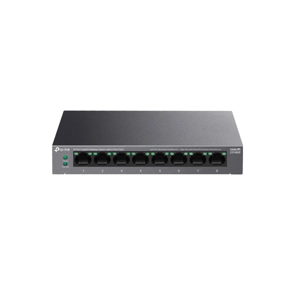 Switch cu 8 porturi Gigabit PoE TP-Link LS108GP, 16 Gbps, 11.9 Mpps, 62 W, 4000 MAC