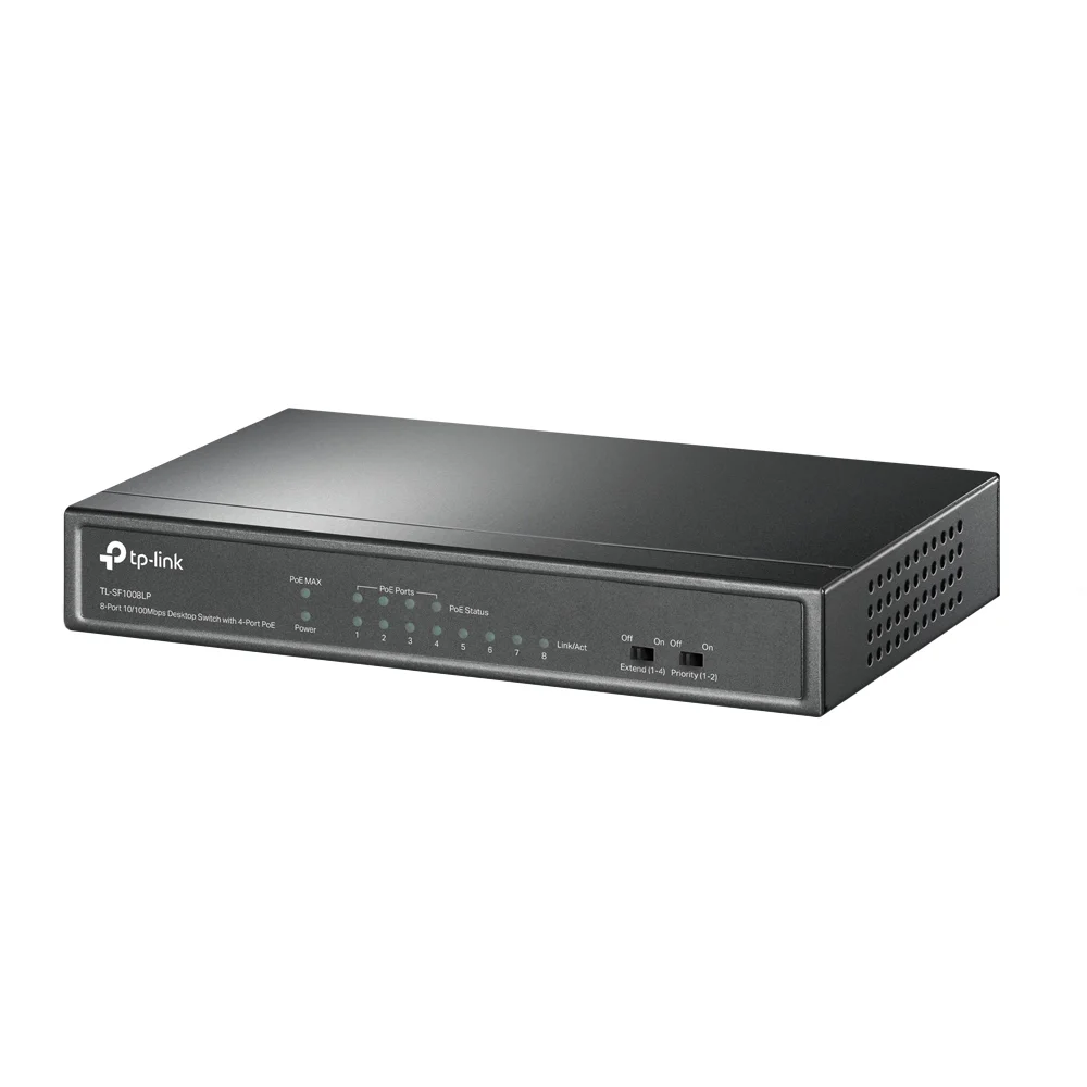 Switch cu 8 porturi TP-Link TL-SF1008LP, 2000 MAC, 4 porturi PoE, 250 m, 1.6 Gbps, fara management