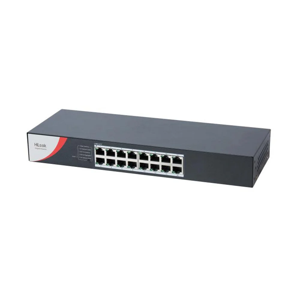 Switch Gigabit cu 16 porturi Hikvision HiLook NS-0516R, 10/100/1000 Mbps, fara management, plug and play