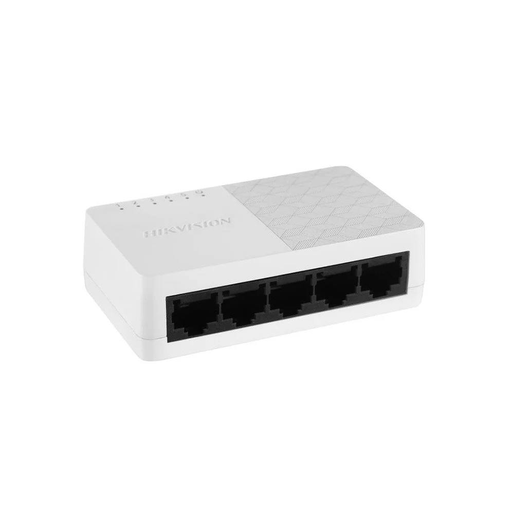 Switch Gigabit cu 5 porturi Hikvision DS-3E0505D-O, 10/100/1000Mbps, plug and play, fara management