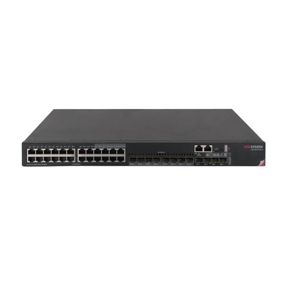Switch Gigabite industrial cu 24 porturi Hikvision DS-3E3728-H, 4x SFP, 8x Combo 100/1000 Base-X, Layer 3, 598 Gbps, 444.91 Mpps, cu management