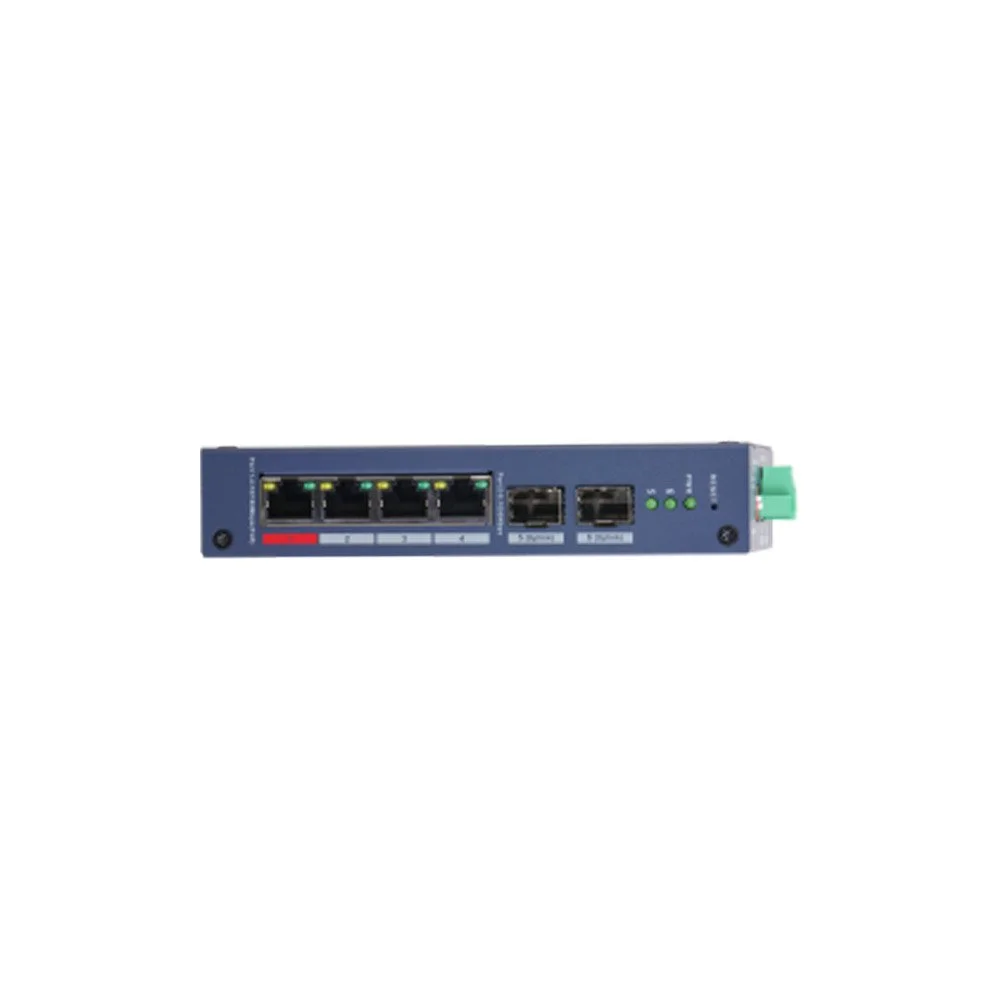 Switch industrial PoE cu 4 porturi Dahua CHS4206-4ET-90, 2 porturi SFP, buget 90W, 4.8 Gbps, 3.57 Mpps, L2, 8K MAC, cu management