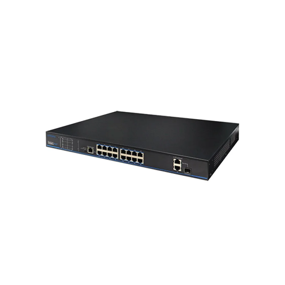 Switch rackabil cu 16  porturi PoE+ UTP3218TS-PSB, 2 porturi uplink, 1 port SFP, 270 W, 7.2 GB, 4000 MAC, cu management